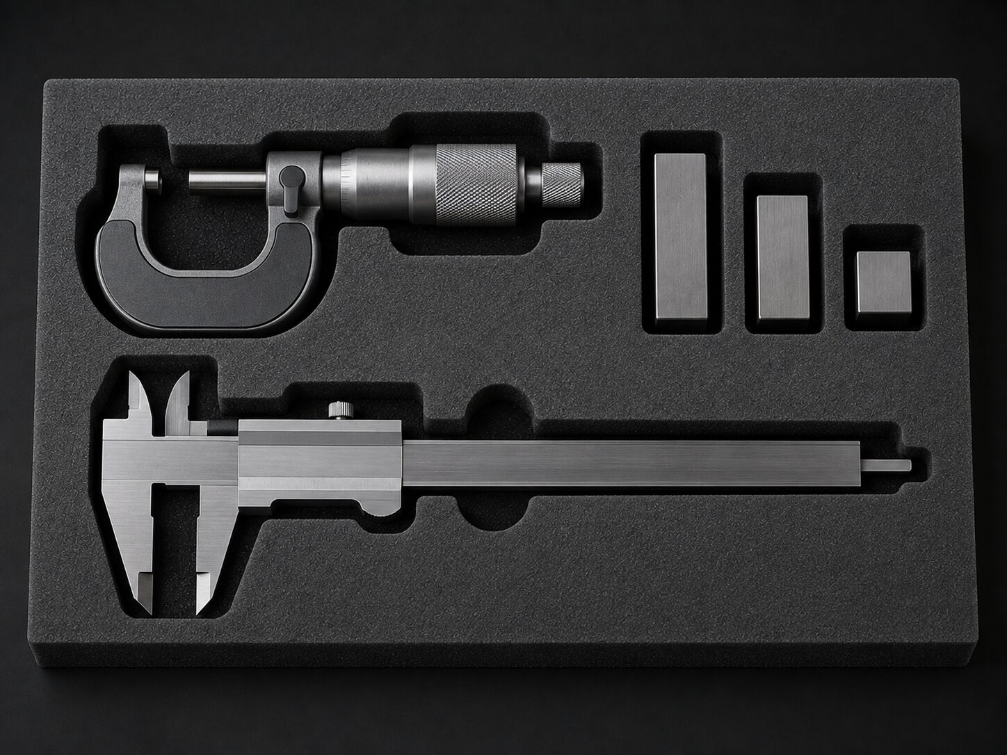 Die-cut XPE foam insert for micrometer and caliper set
